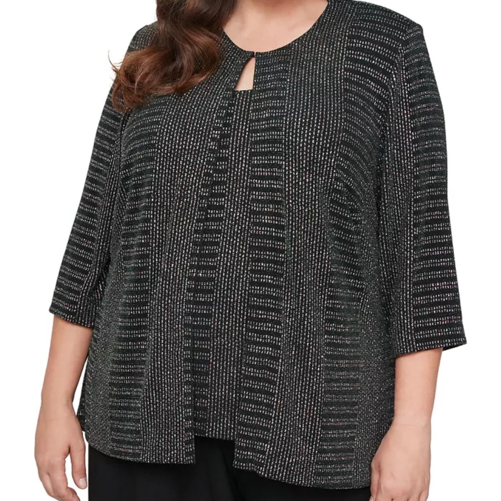 Alex Evenings‎ - Metallic Knit Tank & Jacket Set